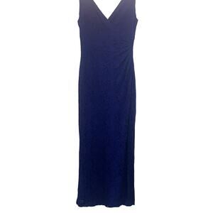 Lauren Ralph Lauren V-Neck Maxi Dress – Size 10 – Blue Lace